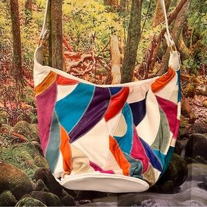 Vintage Leather Patchwork Crossbody Bag rare purse 80s quilt quilted